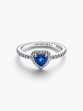 Pandora Elevated Princess Blue Heart Ring